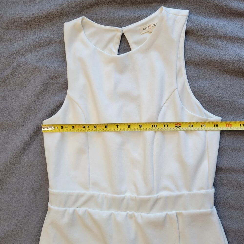 MOA MOA Sleeveless Romper Womens Large Cream Skort Jumpsuit Overlay Oval Cutout - Picture 4 of 13